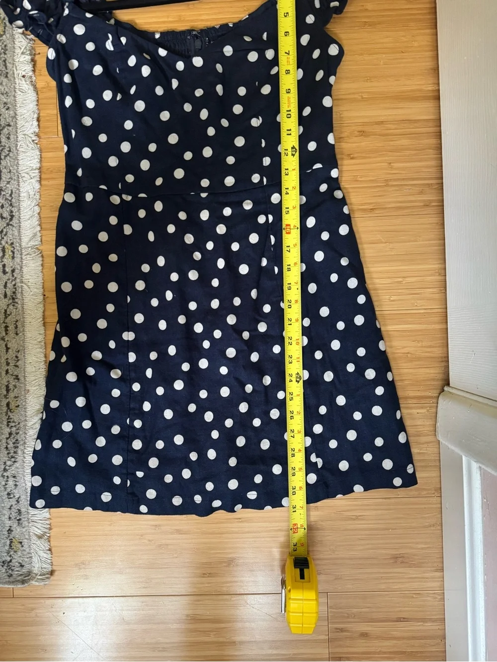 Abercrombie & Fitch Navy Polka Dot Mini Linen Dress size Medium - Picture 15 of 15